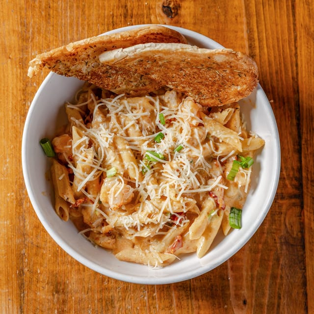 Spicy Chicken and Shrimp Pasta.